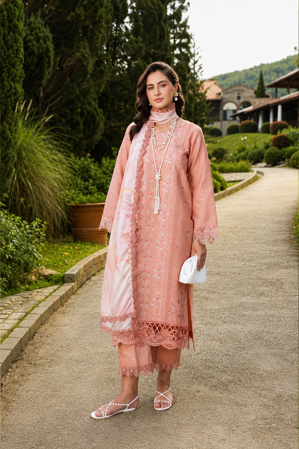 Moon Bazar Blush Charm Embroidered 3-Piece Lawn Suit Ran g Rasyaa