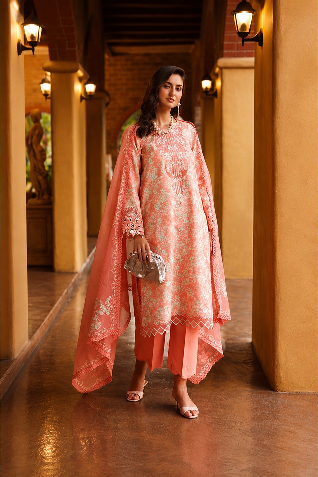 Moon Bazar Blush Bloom Embroidered Lawn 3-Piece Suit Ran g Rasyaa