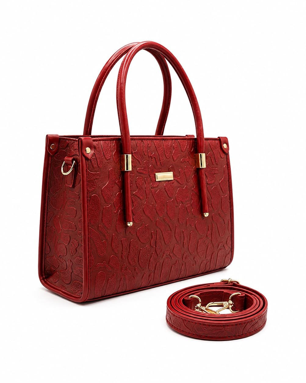 Moon Bazar Elite Croc Textured Tote Bag – Red