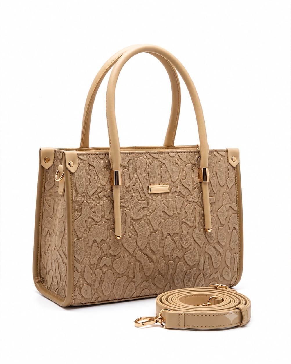 Moon Bazar Elite Croc Textured Tote Bag – Beige