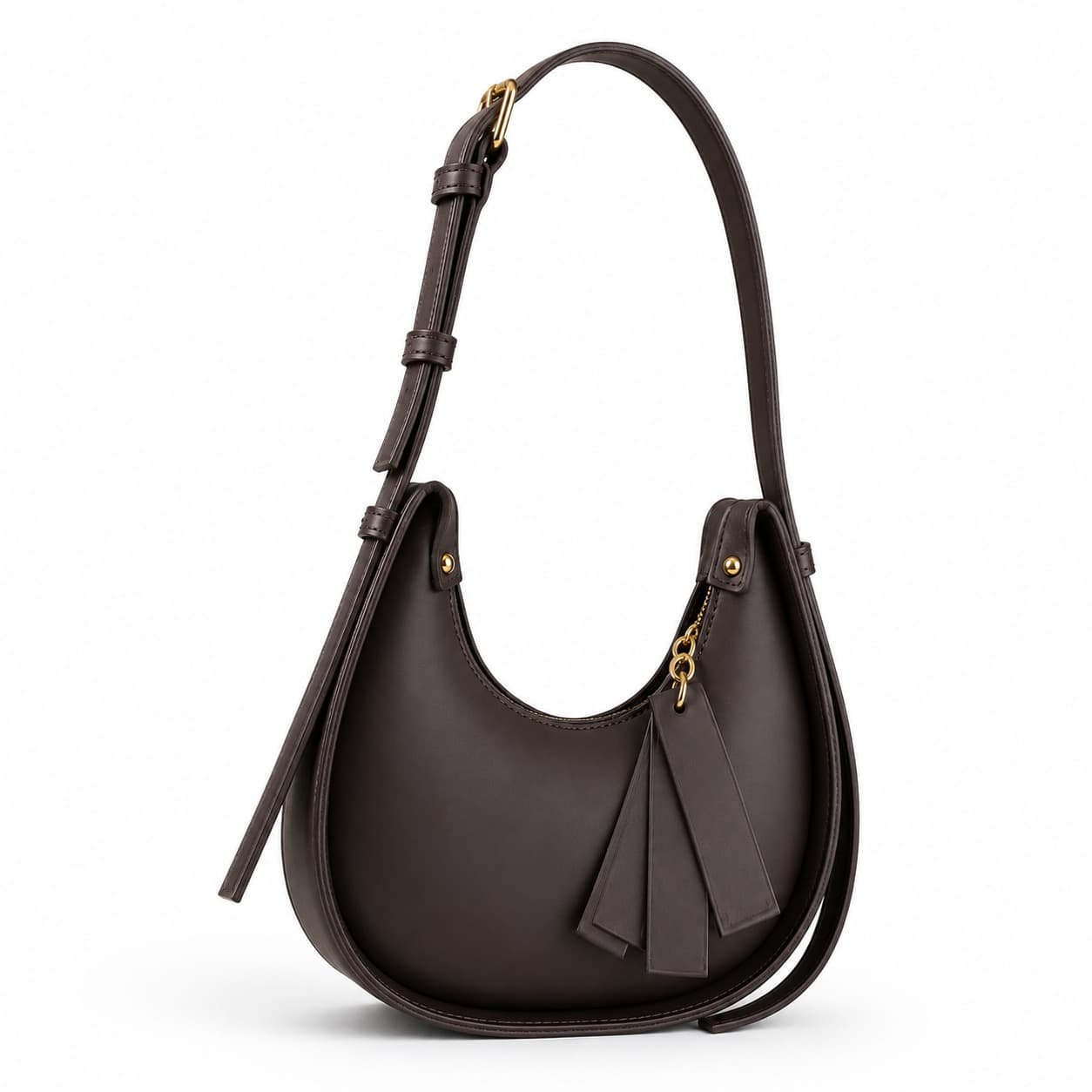 Moon Bazar Premium Brown Leather Hobo Shoulder Bag