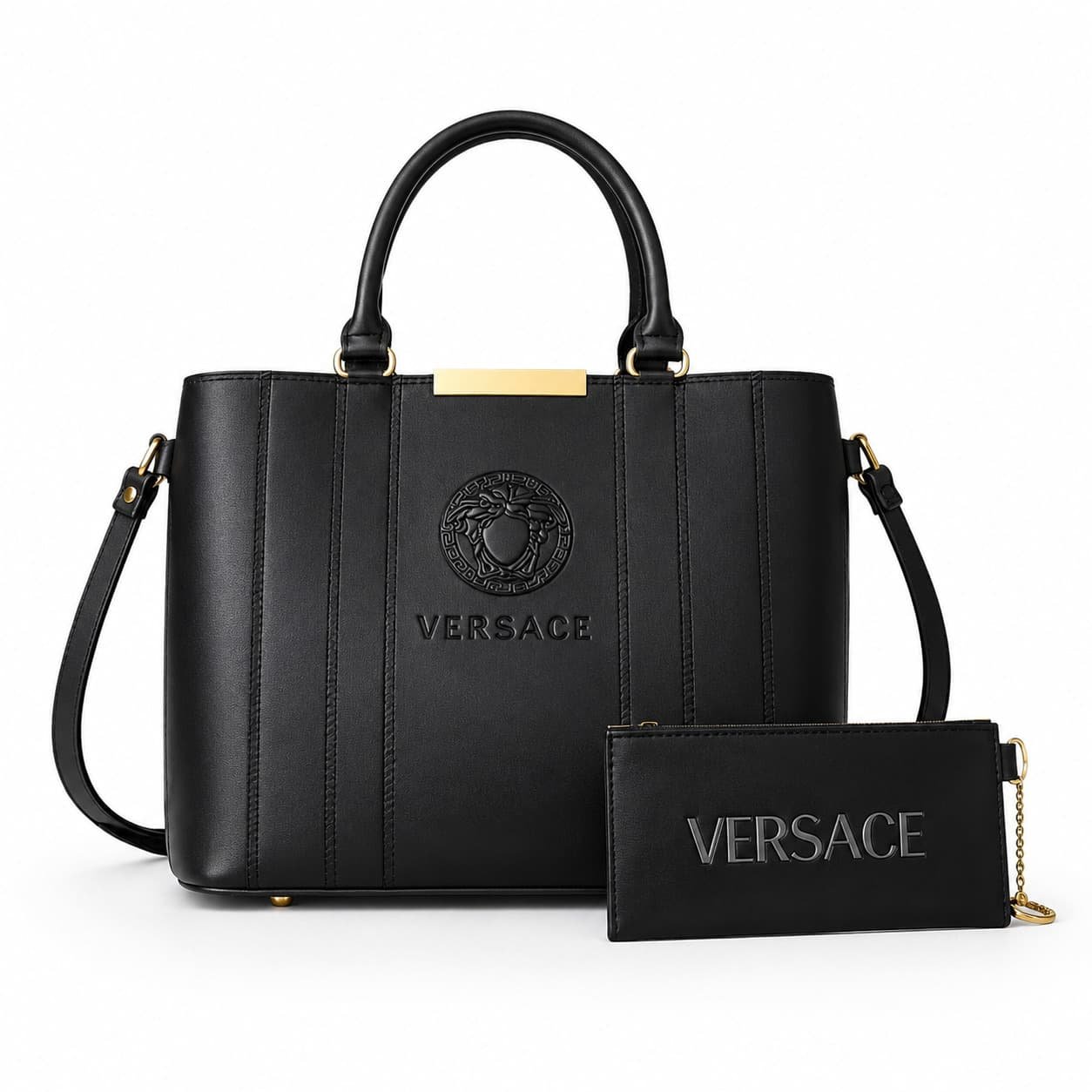 Moon Bazar Premium Black Tote Bag with Matching Pouch